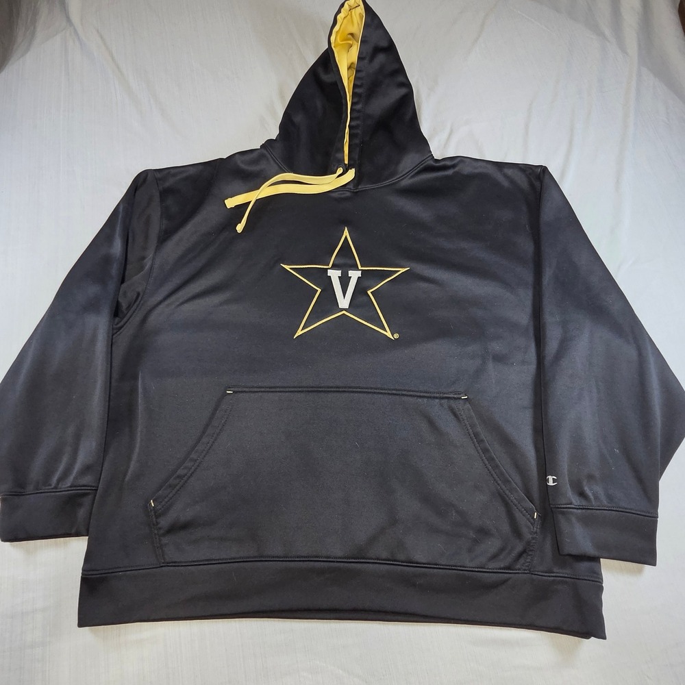 Champion Vanderbilt Commodores Hoodie Mens 2XL Black Star V Logo Pullover NCAA